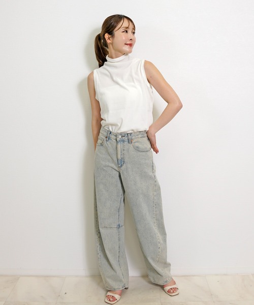 Belta attrice（ベルタアトリーチェ）の「【接触冷感/日本製】ボトルネック ハイツイストコットン インナー ノースリーブ カットソー 綿100%/袖なし（タンクトップ・レディース・ホワイト/ブラック・FREE）」の21枚目の写真
