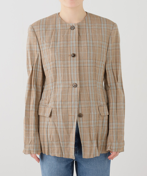 RECTO/レクト CLINKLE VINTAGE CHECK JACKET (CAMEL) ジャケット