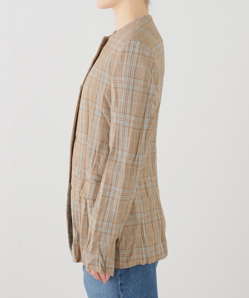 journal standard L'essage(ジャーナルスタンダードレサージュ)の「RECTO/レクト CLINKLE VINTAGE CHECK JACKET (CAMEL) ジャケット RW26SWJK006CM(その他アウター・レディース・ベージュ・SMALL)」の2枚目の写真