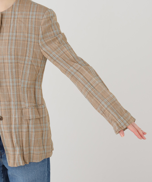 journal standard L'essage(ジャーナルスタンダードレサージュ)の「RECTO/レクト CLINKLE VINTAGE CHECK JACKET (CAMEL) ジャケット RW26SWJK006CM(その他アウター・レディース・ベージュ・SMALL)」の4枚目の写真