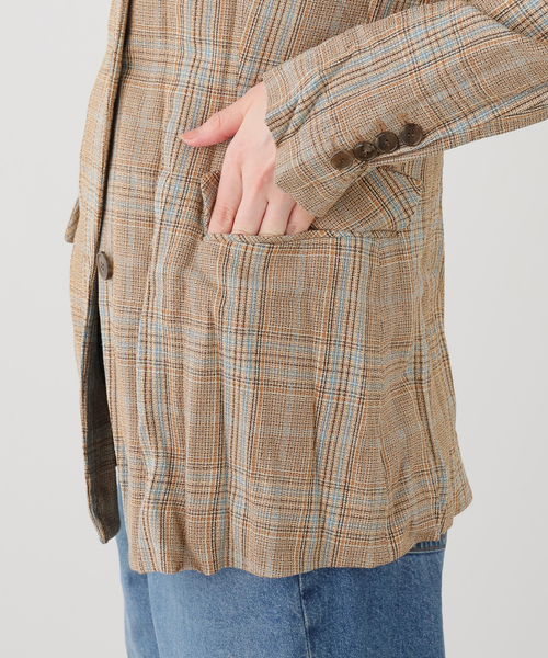 journal standard L'essage(ジャーナルスタンダードレサージュ)の「RECTO/レクト CLINKLE VINTAGE CHECK JACKET (CAMEL) ジャケット RW26SWJK006CM(その他アウター・レディース・ベージュ・SMALL)」の5枚目の写真