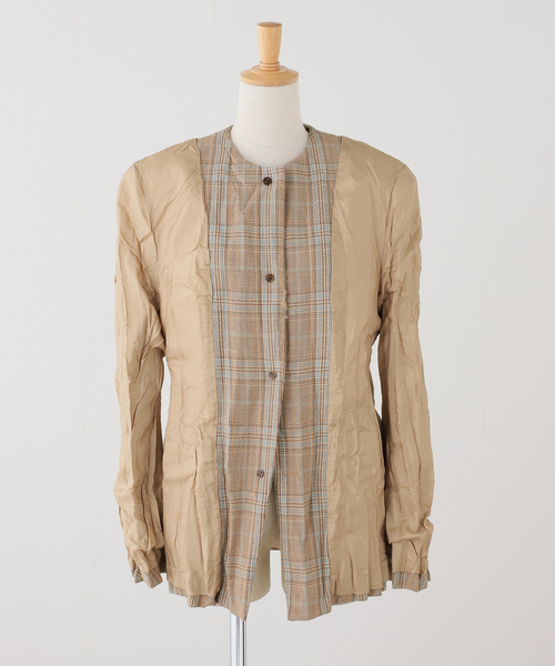 journal standard L'essage(ジャーナルスタンダードレサージュ)の「RECTO/レクト CLINKLE VINTAGE CHECK JACKET (CAMEL) ジャケット RW26SWJK006CM(その他アウター・レディース・ベージュ・SMALL)」の6枚目の写真