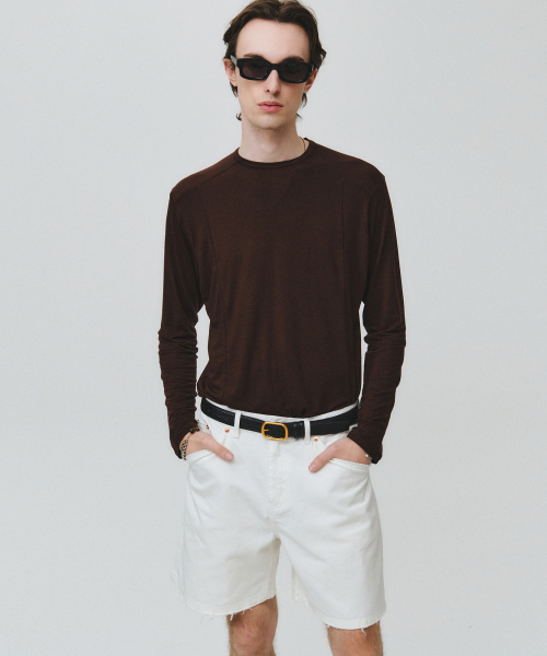 NOIRER(ノイア)の「ウールテンセルインシジョンTシャツ (ブラウン)(Tシャツ/カットソー・メンズ・その他・48/52/50)」の1枚目の写真