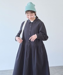 オーガニックコットンマグワッシャー 角衿ワンピース