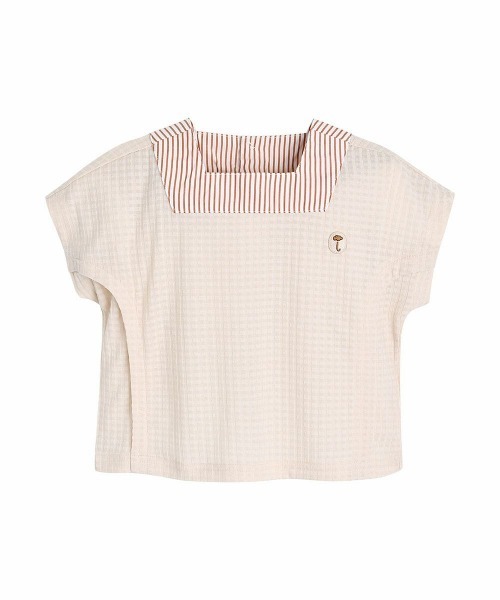 moimoln(モイモルン)の「スクェアネックシンボルロゴトップス(Tシャツ/カットソー・キッズ・ベージュ・120cm/110cm/100cm/90cm)」の1枚目の写真
