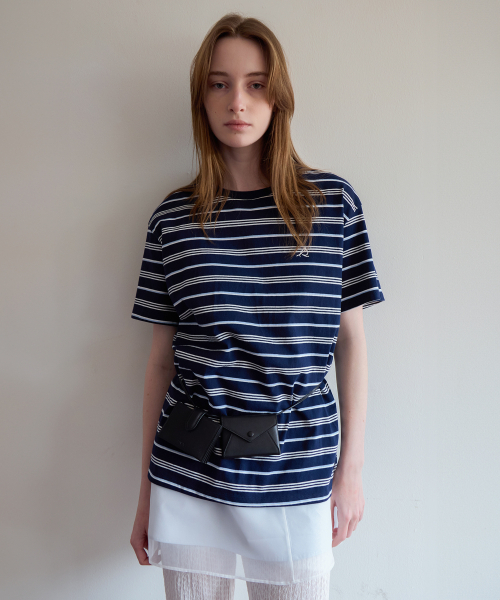 LEVAR(レバー)の「Bliss Stripe Cotton T-shirt - Multi Navy(Tシャツ/カットソー・レディース・ネイビー・FREE)」の3枚目の写真