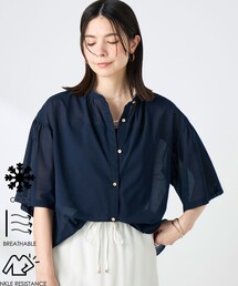 【BECシリーズ】ウォッシャブル袖2WAYシアーボイルブラウス