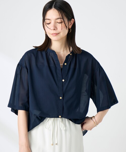 NOLLEY’S(ノーリーズ)の「ウォッシャブル袖2WAYシアーボイルブラウス(シャツ/ブラウス・レディース・ホワイト/ベビーピンク/ネイビー/イエロー・38/36)」の3枚目の写真
