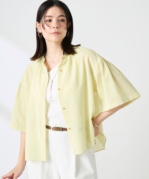 NOLLEY’S(ノーリーズ)の「ウォッシャブル袖2WAYシアーボイルブラウス(シャツ/ブラウス・レディース・ホワイト/ベビーピンク/ネイビー/イエロー・38/36)」の4枚目の写真