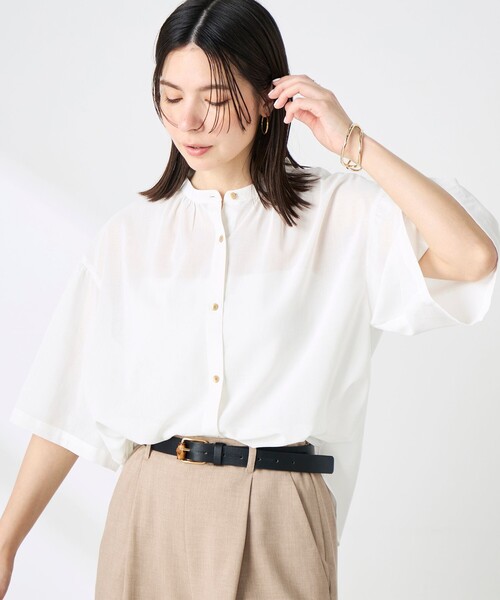 NOLLEY’S(ノーリーズ)の「ウォッシャブル袖2WAYシアーボイルブラウス(シャツ/ブラウス・レディース・ホワイト/ベビーピンク/ネイビー/イエロー・38/36)」の11枚目の写真