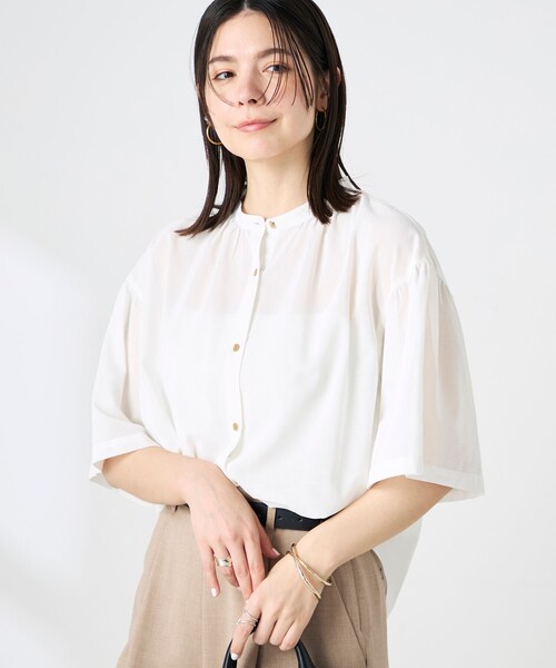 NOLLEY’S(ノーリーズ)の「ウォッシャブル袖2WAYシアーボイルブラウス(シャツ/ブラウス・レディース・ホワイト/ベビーピンク/ネイビー/イエロー・38/36)」の10枚目の写真