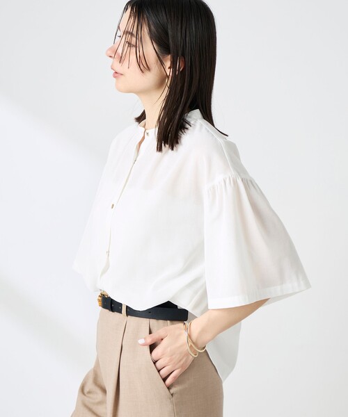 NOLLEY’S(ノーリーズ)の「ウォッシャブル袖2WAYシアーボイルブラウス(シャツ/ブラウス・レディース・ホワイト/ベビーピンク/ネイビー/イエロー・38/36)」の9枚目の写真