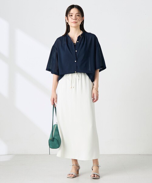 NOLLEY’S(ノーリーズ)の「ウォッシャブル袖2WAYシアーボイルブラウス(シャツ/ブラウス・レディース・ホワイト/ベビーピンク/ネイビー/イエロー・38/36)」の6枚目の写真