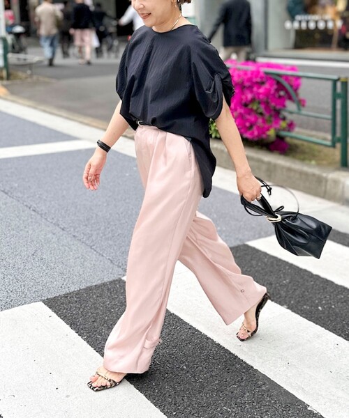 Rie Miller（リエミラー）の「ウォッシャブル２WAYブラウスシアーサッカー（シャツ/ブラウス・レディース・ネイビー/キナリ/ブラック・38）」の15枚目の写真