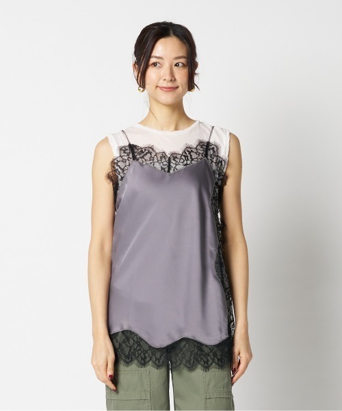 HELIOPOLE（エリオポール）の「SATIN LACE CAMISOLE（キャミソール・レディース・グレー/ブラック・38）」の3枚目の写真