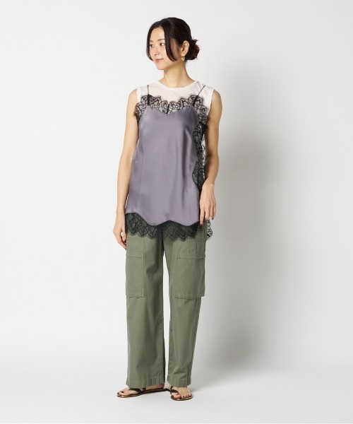 HELIOPOLE（エリオポール）の「SATIN LACE CAMISOLE（キャミソール・レディース・グレー/ブラック・38）」の6枚目の写真