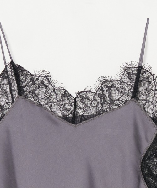 HELIOPOLE（エリオポール）の「SATIN LACE CAMISOLE（キャミソール・レディース・グレー/ブラック・38）」の9枚目の写真