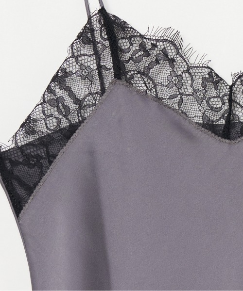 HELIOPOLE（エリオポール）の「SATIN LACE CAMISOLE（キャミソール・レディース・グレー/ブラック・38）」の10枚目の写真