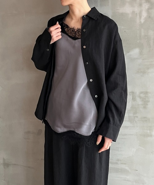 HELIOPOLE（エリオポール）の「SATIN LACE CAMISOLE（キャミソール・レディース・グレー/ブラック・38）」の19枚目の写真