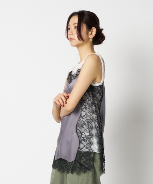 HELIOPOLE（エリオポール）の「SATIN LACE CAMISOLE（キャミソール・レディース・グレー/ブラック・38）」の16枚目の写真