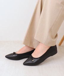 リボンモチーフ　ポインテッドトゥバレエパンプス