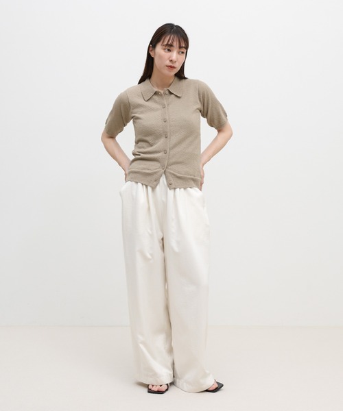 select MOCA（セレクトモカ）の「フロントボタンサマーポロニット（ニット/セーター・レディース・グレイッシュブルー/グレイッシュベージュ/チャコールグレー・FREE）」の4枚目の写真