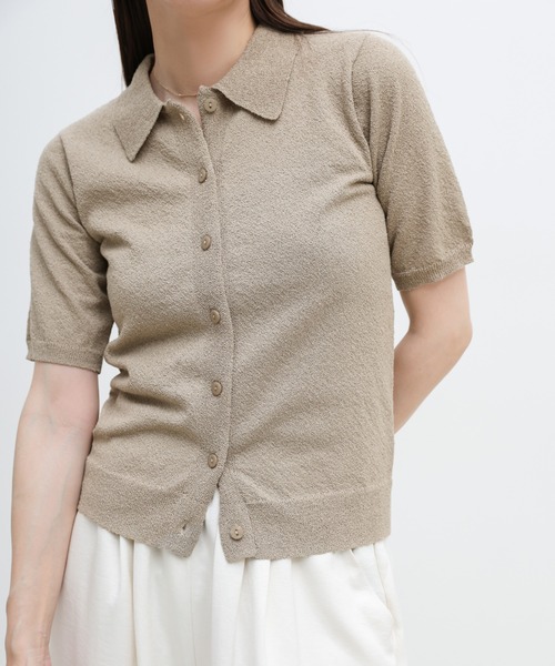 select MOCA（セレクトモカ）の「フロントボタンサマーポロニット（ニット/セーター・レディース・グレイッシュブルー/グレイッシュベージュ/チャコールグレー・FREE）」の10枚目の写真