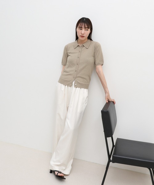 select MOCA（セレクトモカ）の「フロントボタンサマーポロニット（ニット/セーター・レディース・グレイッシュブルー/グレイッシュベージュ/チャコールグレー・FREE）」の13枚目の写真
