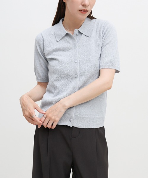 select MOCA（セレクトモカ）の「フロントボタンサマーポロニット（ニット/セーター・レディース・グレイッシュブルー/グレイッシュベージュ/チャコールグレー・FREE）」の17枚目の写真