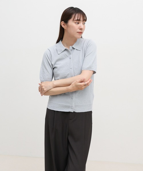 select MOCA（セレクトモカ）の「フロントボタンサマーポロニット（ニット/セーター・レディース・グレイッシュブルー/グレイッシュベージュ/チャコールグレー・FREE）」の21枚目の写真