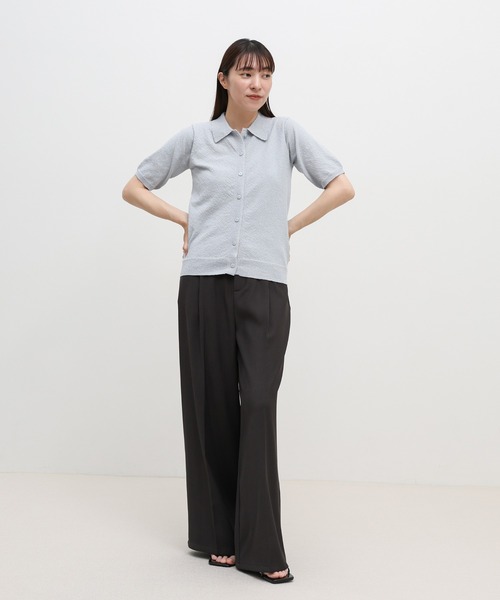 select MOCA（セレクトモカ）の「フロントボタンサマーポロニット（ニット/セーター・レディース・グレイッシュブルー/グレイッシュベージュ/チャコールグレー・FREE）」の5枚目の写真