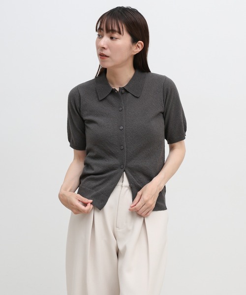 select MOCA(セレクトモカ)の「フロントボタンサマーポロニット(ニット/セーター・レディース・グレイッシュブルー/グレイッシュベージュ/チャコールグレー・FREE)」の17枚目の写真