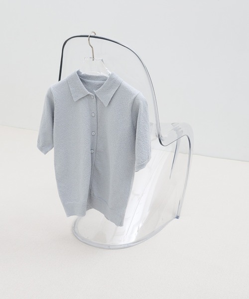 select MOCA(セレクトモカ)の「フロントボタンサマーポロニット(ニット/セーター・レディース・グレイッシュブルー/グレイッシュベージュ/チャコールグレー・FREE)」の12枚目の写真