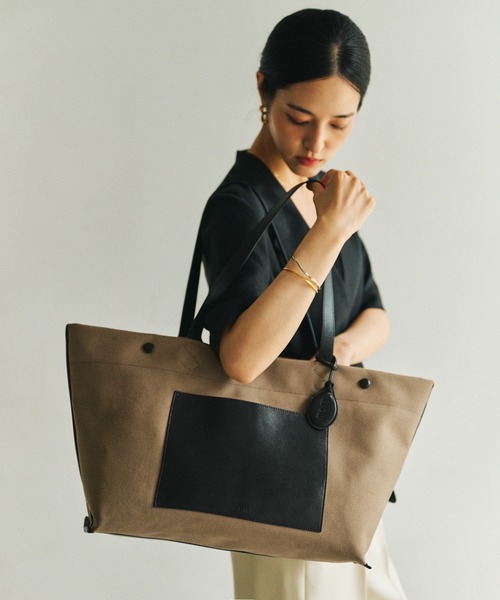 E'POR（エポール）の「【E'POR】【A4/PC対応・内側撥水・軽量】SAIL BAG(セイルバッグ)（トートバッグ・レディース・ベージュ/ブラウン・FREE）」の2枚目の写真