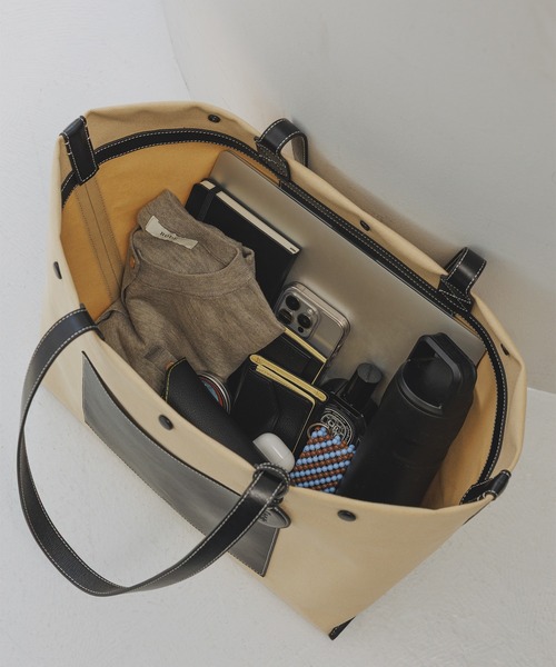 E'POR（エポール）の「【E'POR】【A4/PC対応・内側撥水・軽量】SAIL BAG(セイルバッグ)（トートバッグ・レディース・ベージュ/ブラウン・FREE）」の6枚目の写真