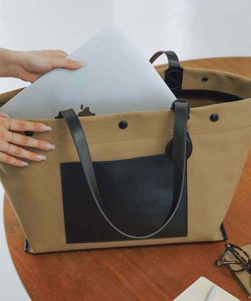 E'POR（エポール）の「【E'POR】【A4/PC対応・内側撥水・軽量】SAIL BAG(セイルバッグ)（トートバッグ・レディース・ベージュ/ブラウン・FREE）」の11枚目の写真