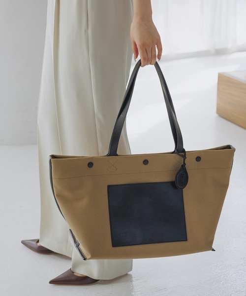 E'POR（エポール）の「【E'POR】【A4/PC対応・内側撥水・軽量】SAIL BAG(セイルバッグ)（トートバッグ・レディース・ベージュ/ブラウン・FREE）」の12枚目の写真
