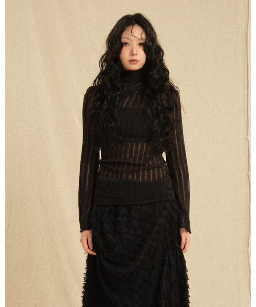 RECULER(ルキュレ)の「See-through turtleneck T-shirts Black (Ver. SS)(Tシャツ/カットソー・レディース・その他・SMALL/LARGE)」の1枚目の写真