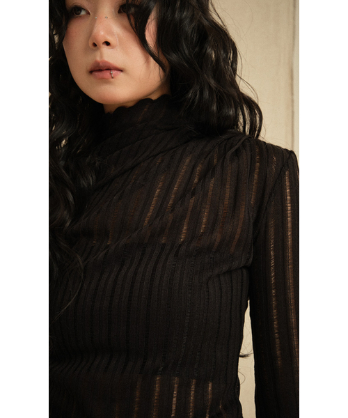RECULER(ルキュレ)の「See-through turtleneck T-shirts Black (Ver. SS)(Tシャツ/カットソー・レディース・その他・SMALL/LARGE)」の4枚目の写真