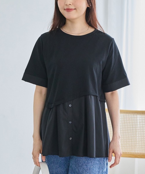 LAVEANGE(ラビアンジェ)の「シャツレイヤード風ドッキングプルオーバー(Tシャツ/カットソー・レディース・オフホワイト/ブラック・4L/M/5L/LL/3L)」の22枚目の写真