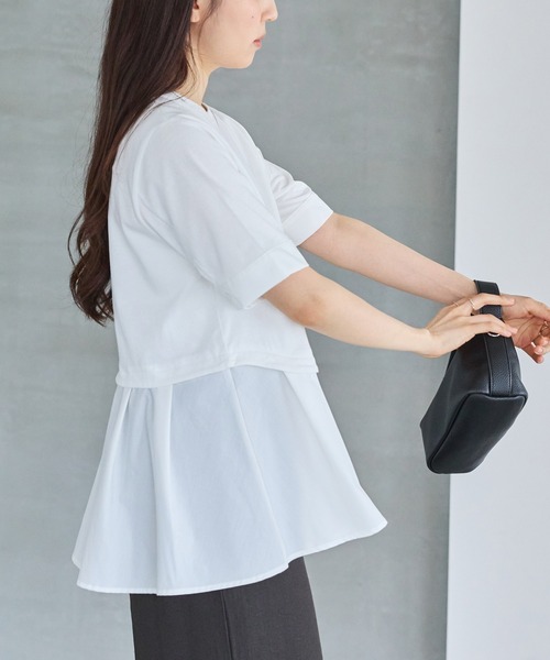 LAVEANGE(ラビアンジェ)の「シャツレイヤード風ドッキングプルオーバー(Tシャツ/カットソー・レディース・オフホワイト/ブラック・4L/M/5L/LL/3L)」の10枚目の写真