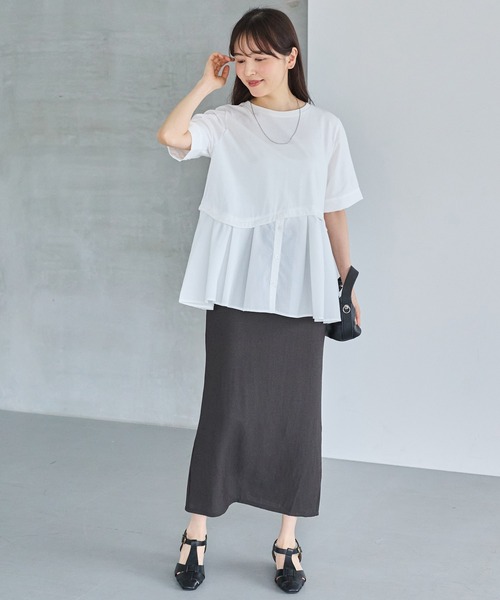 LAVEANGE(ラビアンジェ)の「シャツレイヤード風ドッキングプルオーバー(Tシャツ/カットソー・レディース・オフホワイト/ブラック・4L/M/5L/LL/3L)」の14枚目の写真