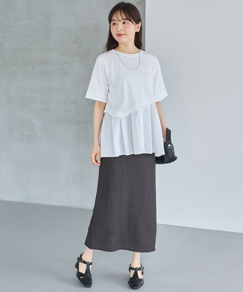 LAVEANGE(ラビアンジェ)の「シャツレイヤード風ドッキングプルオーバー(Tシャツ/カットソー・レディース・オフホワイト/ブラック・4L/M/5L/LL/3L)」の16枚目の写真