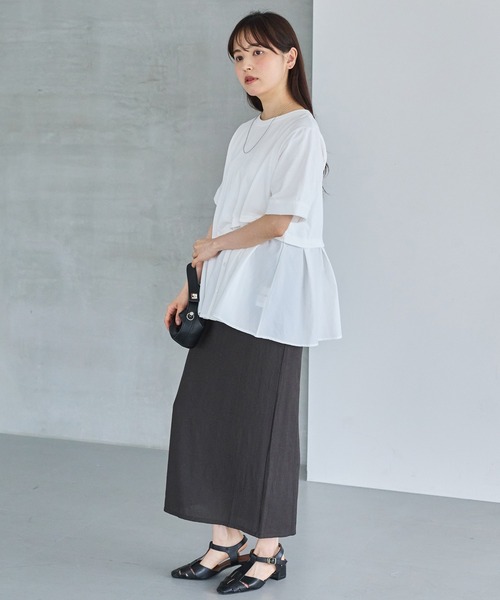LAVEANGE(ラビアンジェ)の「シャツレイヤード風ドッキングプルオーバー(Tシャツ/カットソー・レディース・オフホワイト/ブラック・4L/M/5L/LL/3L)」の18枚目の写真