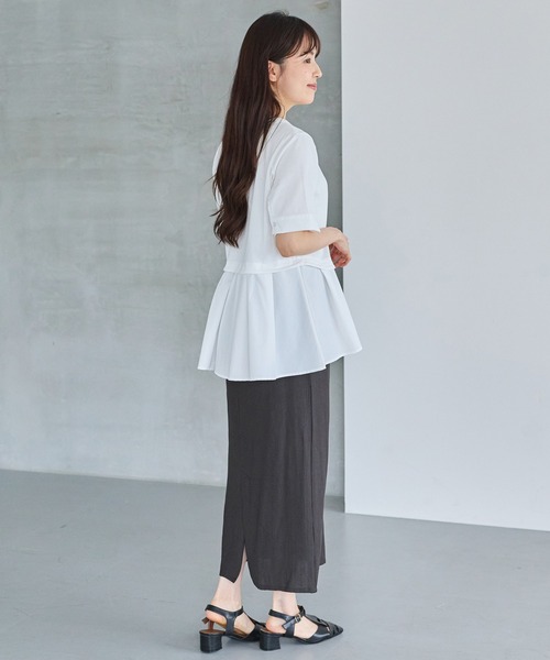LAVEANGE(ラビアンジェ)の「シャツレイヤード風ドッキングプルオーバー(Tシャツ/カットソー・レディース・オフホワイト/ブラック・4L/M/5L/LL/3L)」の19枚目の写真