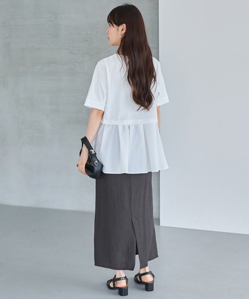 LAVEANGE(ラビアンジェ)の「シャツレイヤード風ドッキングプルオーバー(Tシャツ/カットソー・レディース・オフホワイト/ブラック・4L/M/5L/LL/3L)」の20枚目の写真