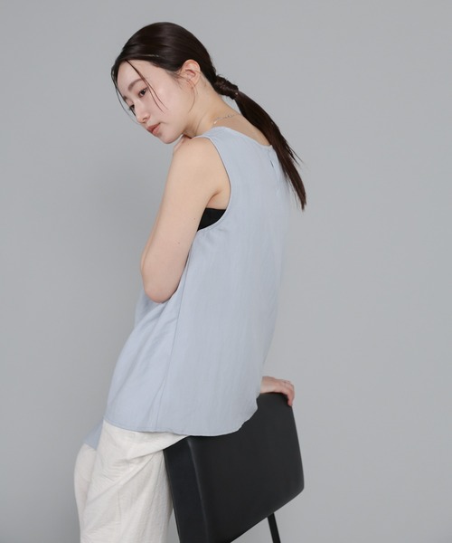 select MOCA Et(セレクトモカエト)の「【Et】Asymmetrical Sleeveless Blouse(シャツ/ブラウス・レディース・ホワイト/サックスブルー・FREE)」の11枚目の写真