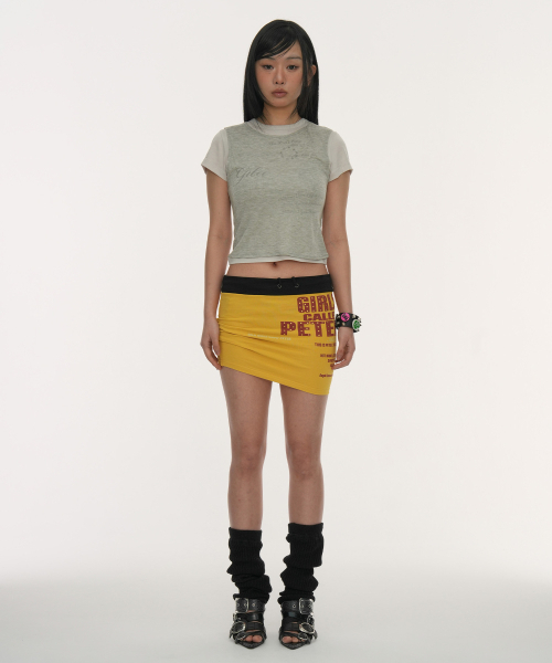 GILAARCHIVE（ギラアーカイブ）の「LAYERED DOODLE SHEER CROP T-SHIRTS_GREY（Tシャツ/カットソー・レディース・その他・FREE）」の2枚目の写真