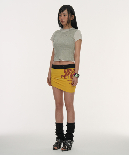 GILAARCHIVE（ギラアーカイブ）の「LAYERED DOODLE SHEER CROP T-SHIRTS_GREY（Tシャツ/カットソー・レディース・その他・FREE）」の3枚目の写真