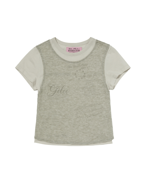 GILAARCHIVE（ギラアーカイブ）の「LAYERED DOODLE SHEER CROP T-SHIRTS_GREY（Tシャツ/カットソー・レディース・その他・FREE）」の5枚目の写真